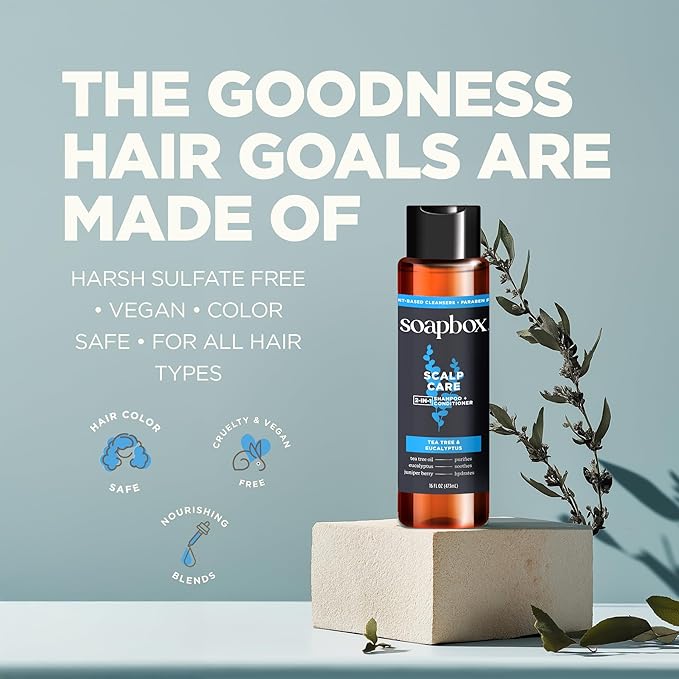 Soapbox Men's Shampoo and Conditioner Variety Duo, One Thick and Full & One Scalp Care, 2 in 1 For Men, Mens Shampoo & Conditioner, 16oz