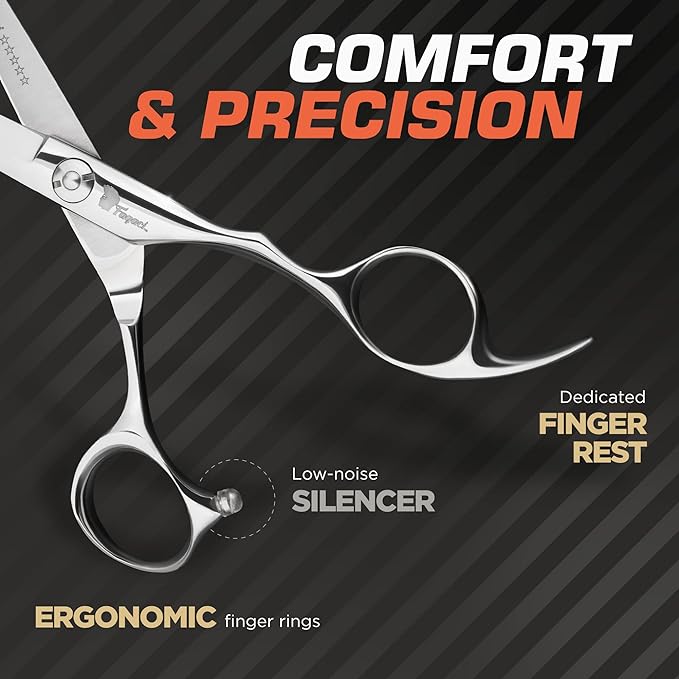 Fagaci Left Handed Hair Cutting Scissors 6 Inch with Extremely Sharp Blades, 440C Steel Hair Cutting Scissors, Durable, Smooth Motion & Fine Cut, Barber Scissors with Elegant Sheath