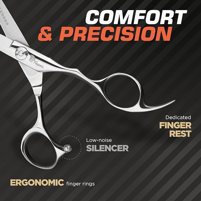 Fagaci Professional Hair Scissors Extremely Sharp Blades, Fine Cutting Blades, Hair Cutting Scissors Professional, Hair Shears, Barber Scissors Set for Men and Women, Haircut Scissors Hair Kit
