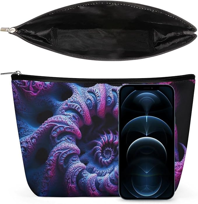 Women's Fashion Zipper Cosmetic Case, Portable Makeup Case, Personality Toiletry Bag, Travel Cosmetic Toiletry Bag Trippy Purple Tie Dye
