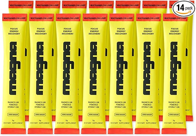 MAGNA Electrolytes Powder Drink Mix for Hydration, Energy & Focus Support with Magnesium L Threonate, Sodium, Potassium, Vitamin D, B6 & B12, Sugar Free, Watermelon Lime Flavor, 14 Servings