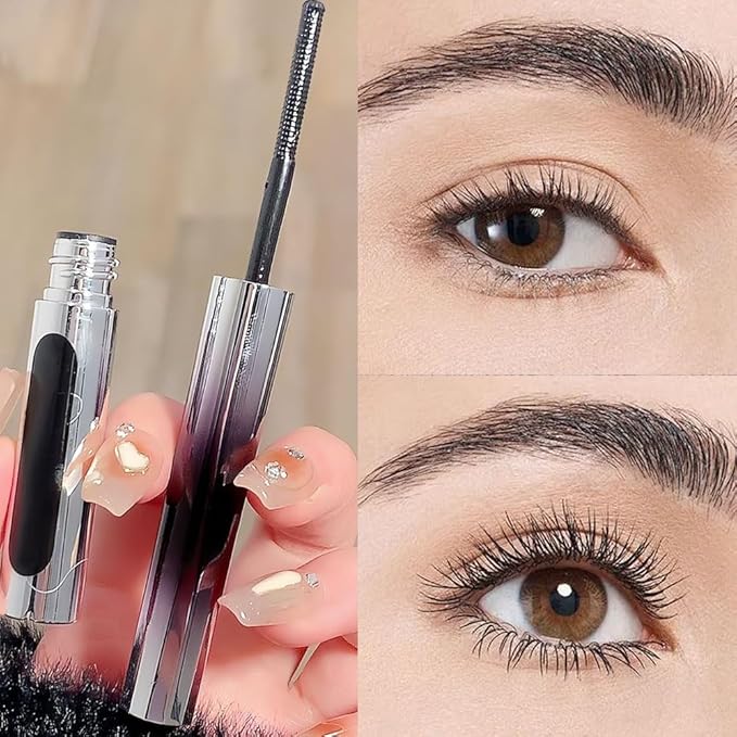 Iron Wand Mascara,Waterproof Metal Wand Mascara Tubing, 3D Curling Metal Wands Mascaras Black Washable, Long-lasting 3D Curling Eyelash, Smudge Proof & No Flaking (Black-2 * 2)