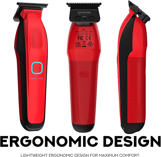 Supreme Trimmer Recharge ST777 – Professional Barber Trimmer with 2 Removable Batteries | 8000 RPM Motor, Zero Gap DLC Blades, Smart Charging Dock, USB-C Fast Charge