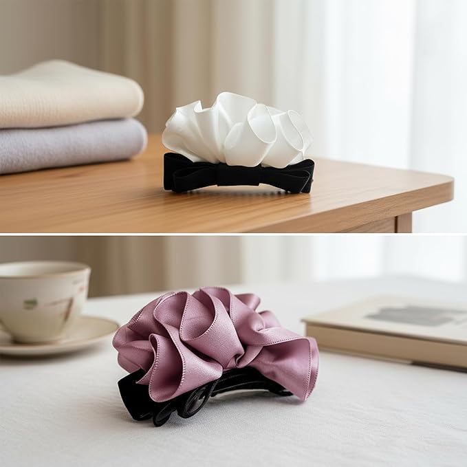 Banana Clip for Women Girl Accessories Flower No Crease Thin Curly Fine Long Hair Claw Clips Decorations Ponytail non Slip Snap Hair Clips