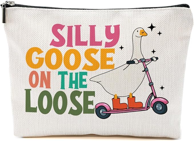 Funny Goose Makeup Bag, Funny Gifts Cosmetic Bag, Goose Gifts Travel Organizer Animal Humor Zipper Pouch Graduation Birthday Friendship Gifts for Women Coworker Best Friend Sister
