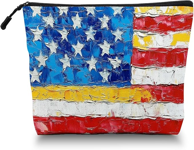Cosmetic Bags Travel Makeup Toilet Case Waterproof Pouch for Women Girls 6.7X9.45inches - The Frayed Stars And Stripes