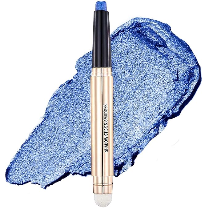 Blue Eyeshadow Stick and Sponge Makeup Brush glitter primer palette Shimmer Pencil Long Lasting Waterproof Eye Shadow Pen Highlighter Eye Liner Multi-Dimensional eyes Look