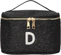EURYNOME Makeup Bag with Custom Letter D, Water-Resistant Travel Organizer Pouch, (8.3x5.1x5.1 Inch) Cosmetic Case for Women