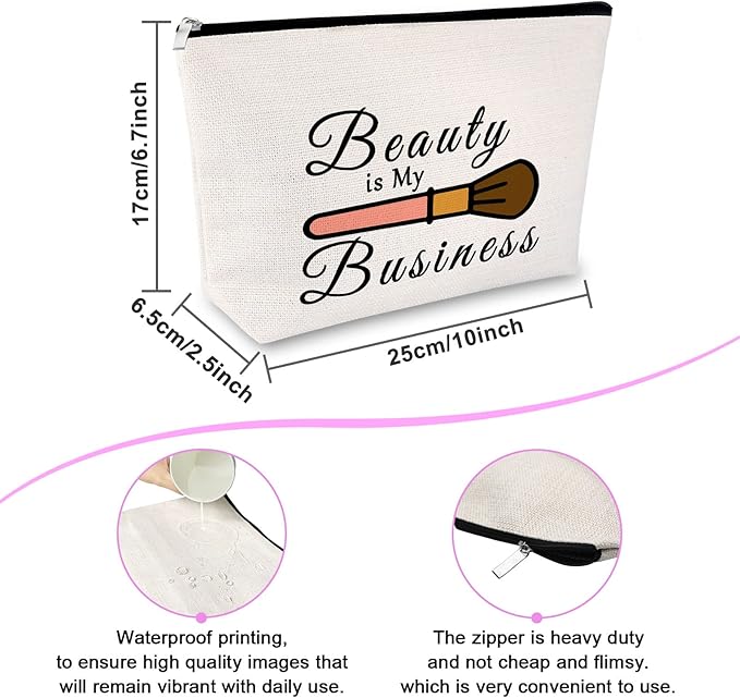 Sfodiary Beauty Themed Makeup Bag Funny Cosmetologist Graduation Gifts for Women Makeup Artist Enthusiasts Lovers Travel Cosmetic Pouch