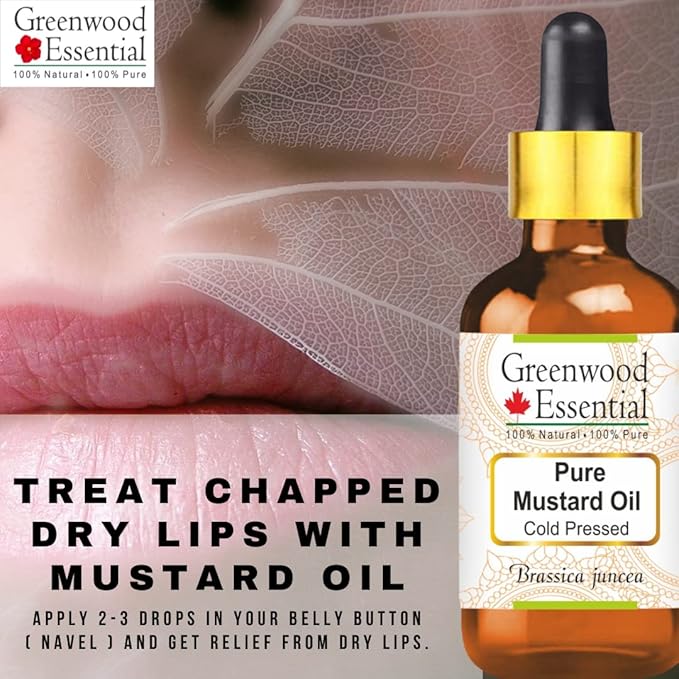 Greenwood Essential Mustard Oil (Brassica juncea) with Glass Dropper | Cold Pressed | Natural | Undiluted | For Diluting Essential Oils | For Skin & Massage | Men & Women | 15ml (0.50 oz)