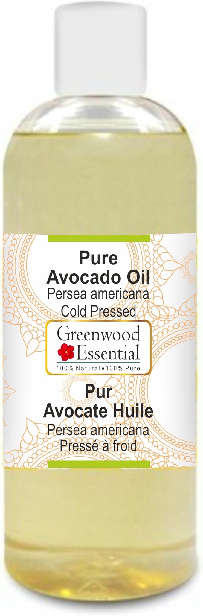 Greenwood Essential Pure Avocado Oil (Persea americana) Cold Pressed 200ml (6.76 oz)