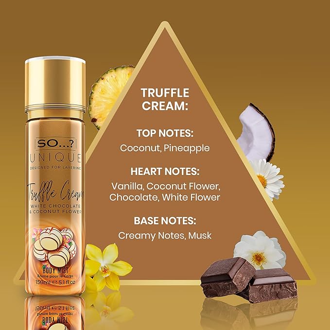 So...? Unique Body Mist - Truffle Cream for Women - 5.1 oz Body Mist - Pack of 3