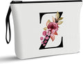 Vavabox A-Z Personalized Makeup Bag, Birthday Gifts for Women Mom, Gifts for Best Friend, Bride Bridesmaid Cosmetic bag (Z, White)