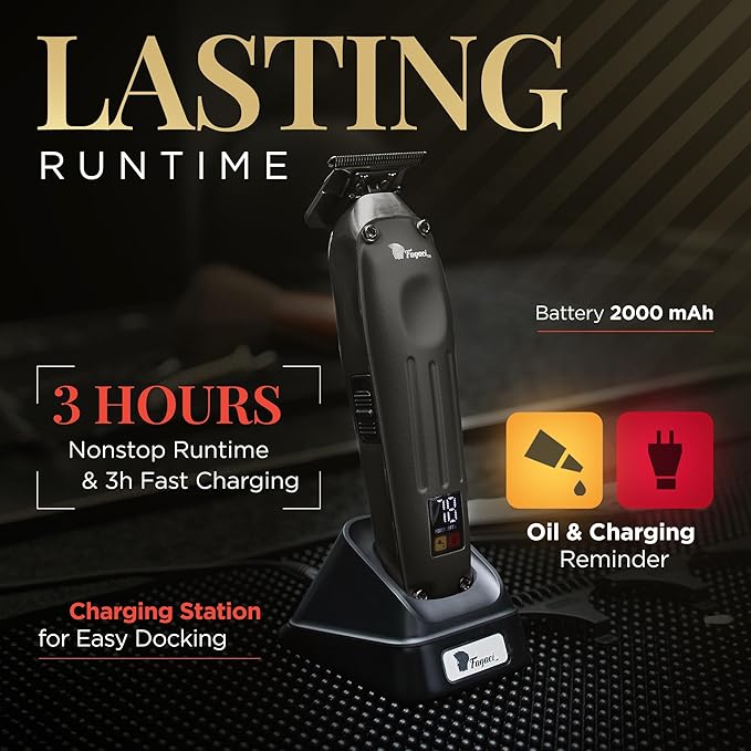 Fagaci Professional Zero Gapped Trimmer for Men, 5X Longer Sharpness Cordless Beard Trimmer for Men, T Liners Professional Trimmers for Barbers with Brushless Motor, Zero Gap Trimmers Barber T Blade