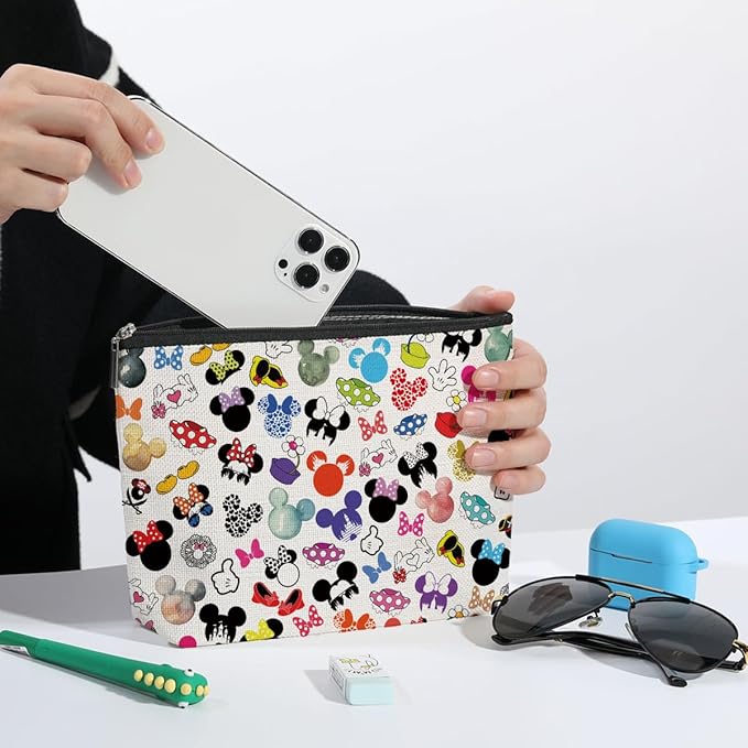 Cute Cartoon Mouse Makeup Bag Animal Lovers Gifts for Women Female Her Teen Daughter Cousin Best Friend Sister BFF Magic Mouse Stuff Cosmetic Bag Wizard Gifts Mothers Nurse Day Graduation Birthday