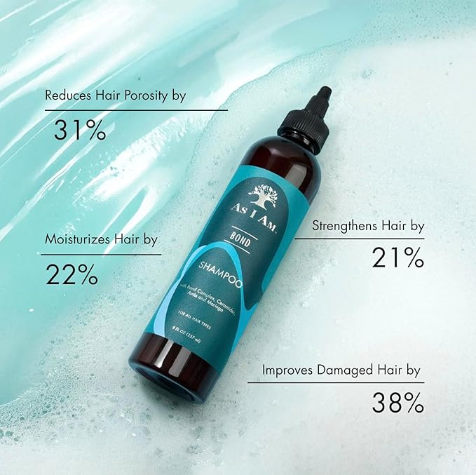 As I Am Bond Repair Shampoo - 8 oz - with Moringa, Amla, & Ceramides - Hair Repair Treatment For Damaged Hair