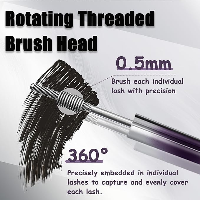 2 PCS Iron Wand Mascara, Metal Wand Mascara, 3D Curling Metal MascaraWand, Clump-Free, Waterproof & Smudge-Proof Formula For Naturally Long, Thick Lashes