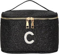 EURYNOME Makeup Bag with Custom Letter C, Water-Resistant Travel Organizer Pouch, (8.3x5.1x5.1 Inch) Cosmetic Case for Women