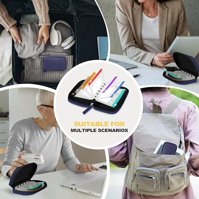 A7-L Timueetech Water-Proof Pill Pouch Set, BPA Free, A7-L Pill Loose-Leaf Storage with Color-Coded Medicine Pouches, Large Reusable Travel Medicine Organizer， Zippered Pill Organizers Weekly