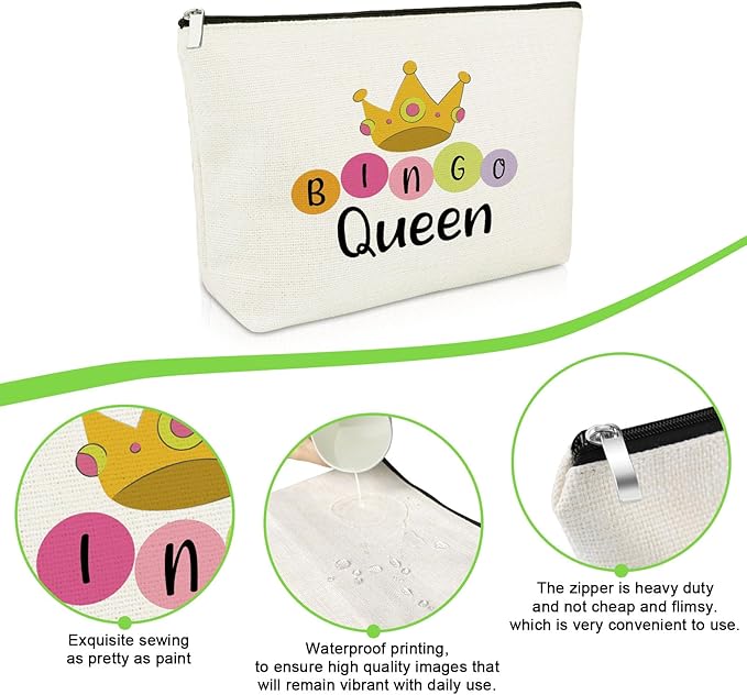 Bingo Gifts for Women Makeup Bag Bingo Lovers Gift Gambling Presents for Women Best Friend Sister Game Player Birthday Presents Casino Lovers Cosmetic Bag Christmas Graduation Travel Cosmetic Pouch