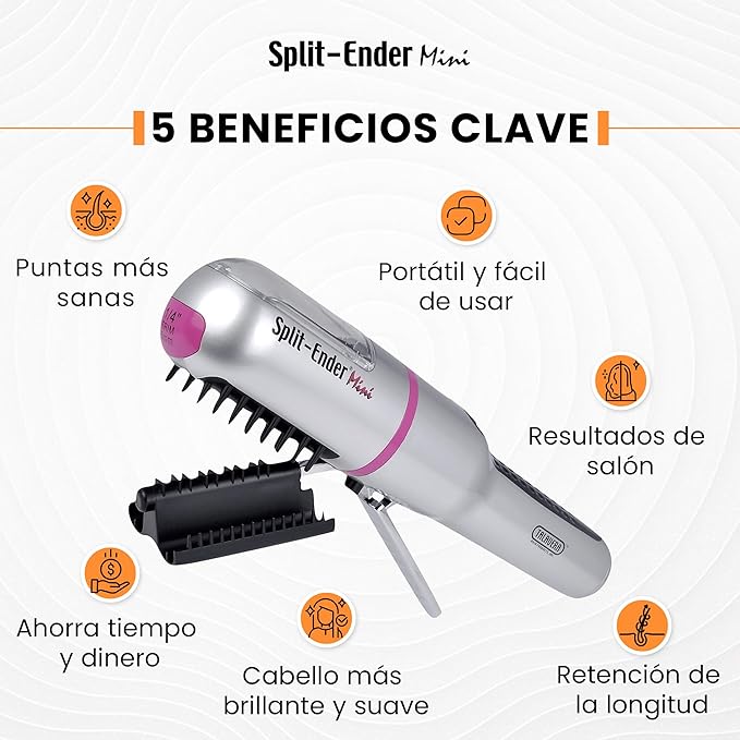 Split-Ender Mini - The Original Cordless Split End Hair Trimmer Automatic 3 AAA Battery Home Care Clipper 2-in-1 for Dry Damaged Splitting Broken Brittle Straight Curly Frizzy Beauty Styling - Pink