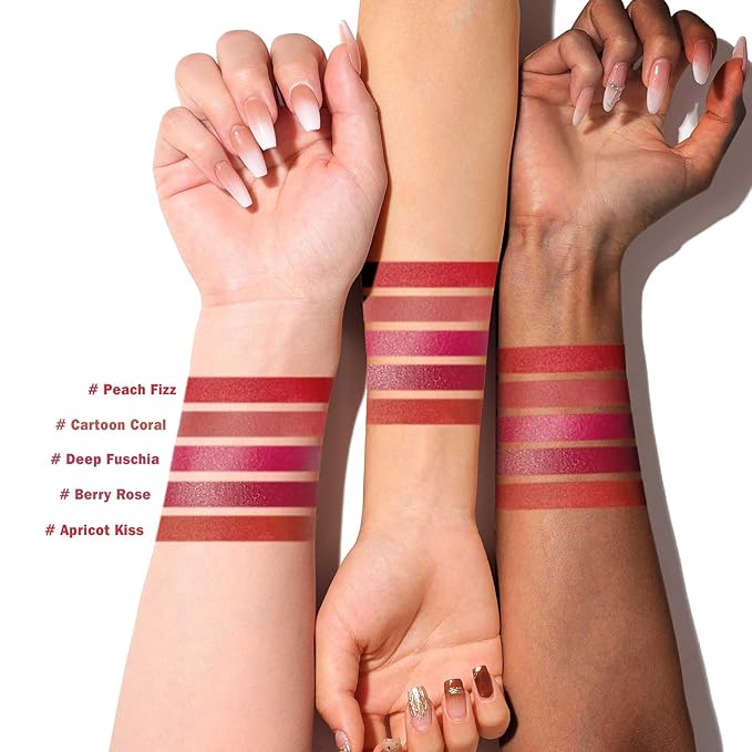KIMUSE Lip Stain Set, 5 PCS Long Lasting Waterproof Smudgeproof Lip Liner Stain, Matte Natural Finish, All Day Wear Lip Color