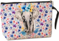 Jztco Elephant Cosmetic Bags Elephant Themed Gifts Animal Lover Gifts for Female Farm Girl BFF Best Friend Coworker Toiletry Bag Graduation Mothers Day Birthday Gift Floral Makeup Bag