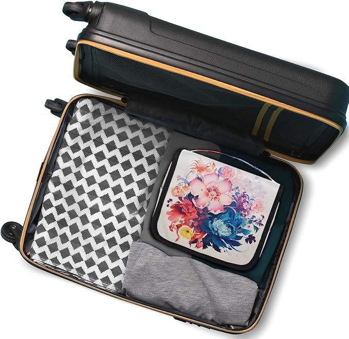 Travel Toiletry Bag for Women & Men Colorful Art Flowers Hanging Cosmetic Organizer Portable Waterproof Makeup Case Make Up Bag with Compartments Travel Essentials for Bathroom Shower