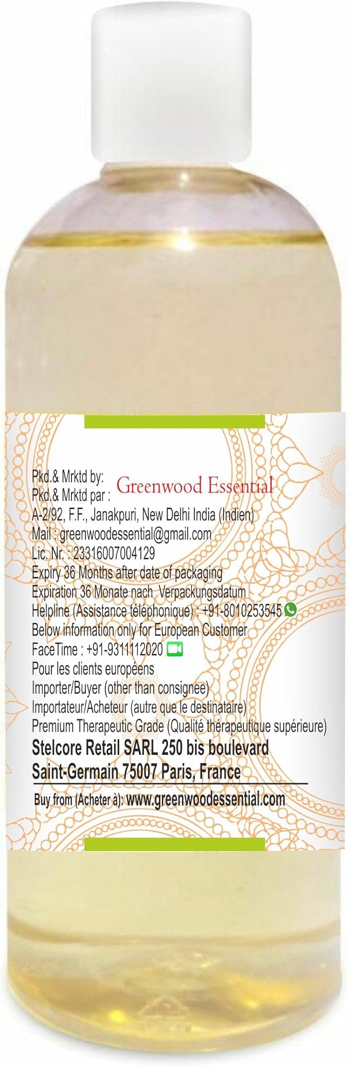 Greenwood Essential Pure Camellia Oil (Camellia kissi) Cold Pressed 200ml (6.76 oz)