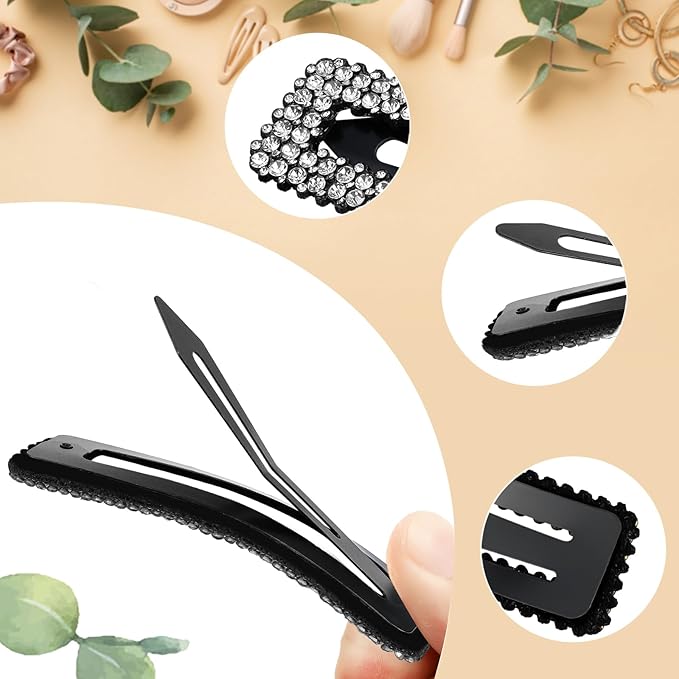 Rhinestone and Crystal Hair Clips 2-Pack, Sparkly Barrettes & Elegant Bling Accessories for Women & Girls(Set7)