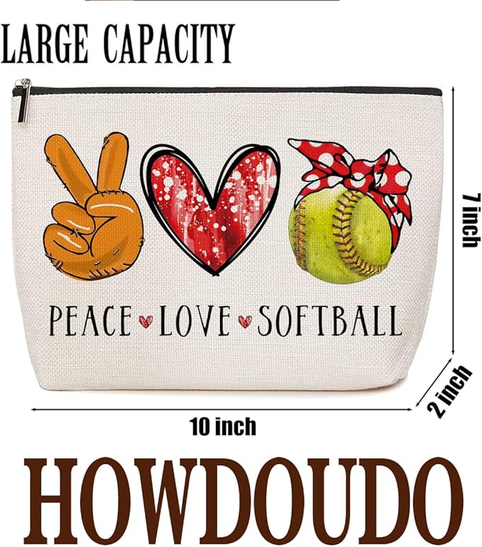 Softball Gifts Makeup Bag Softball Party Favors Inspirational Gifts for Women Softball Coach Sport Team Lovers Mom Her Players Cosmetic Bag Zipper Pouch Game Day Christmas Birthday Gift Ideas