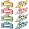 Hair Clips for Women 4.3 Inch Large Hair Claw Clips 8 pcs Square Claw Clips & Flat Hair Clips for Thick or Thin Hair French Concord Hair Barrettes Alligator Hair Accessories for Women (Colorful)