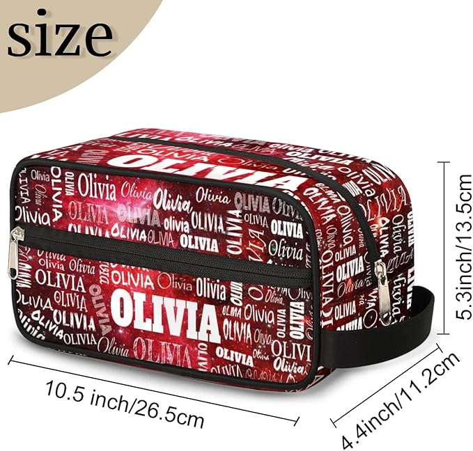 Personalized Makeup Bag with Name, Travel Cosmetic Bag for Women, Friends, Mother's Day, Bridesmaid, Bride, Wedding, Graduation, Red Galaxy Universe