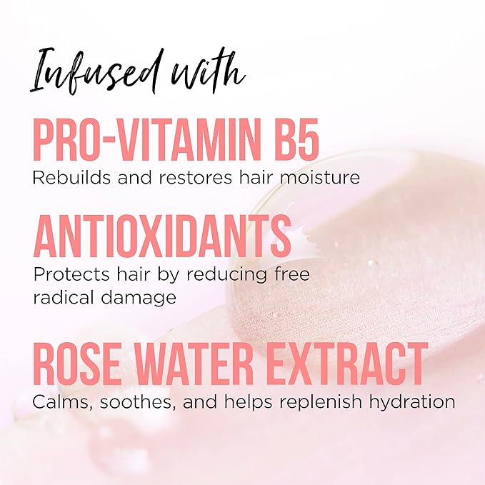 Pantene Sulfate Free Shampoo and Conditioner Set, Rose Water, Soothing and Moisturizing, Infused with Vitamin B5, for all Hair Types, Safe for Color Treated Hair, Pro-V Blend, 17.9 Fl Oz Each, 2 Pack