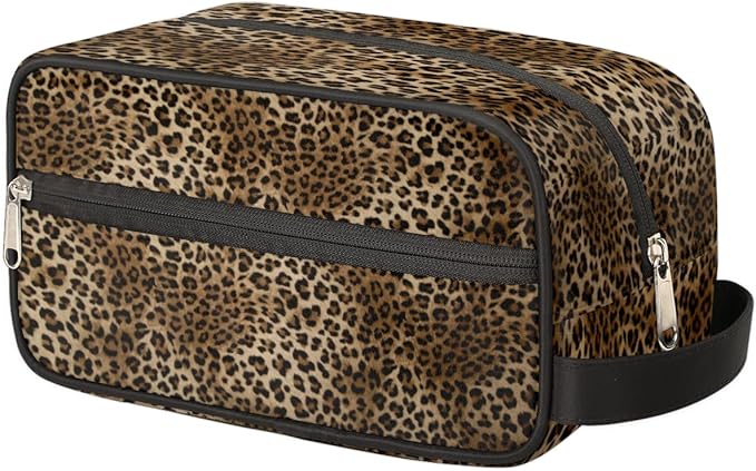 Fashion Leopard Tiger Skin Travel Toiletry Bag for Women Men Lightweight Cosmetic Makeup Bag Organizer Waterproof Shaving Bag Dopp Kit with Large Capacity for Toiletries and Shaving Accessories