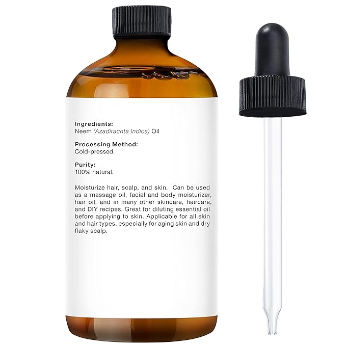 Majestic Pure Neem Oil Spray for Plants and Essential Oils Mixing, 100% Pure Cold Pressed, Safe for Dogs, Great for Skin/Hair Care, Massage Oil, Nails, Acne & Moisturizer for Dry Skin, 4 Fl Oz