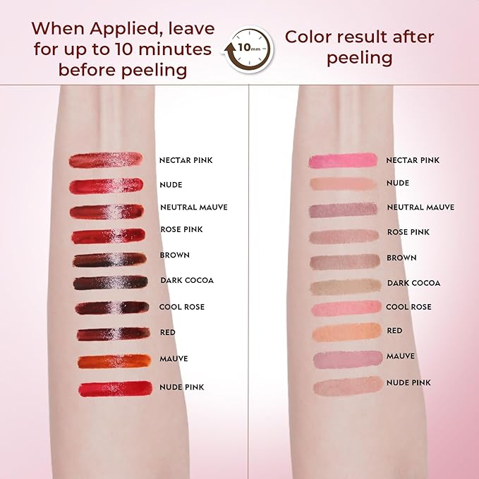 Lip Liner Stain Peel Off with Tweezer, Long Lasting Matte Lip Tattoo, Highly Pigmented Color Lip Makeup, Waterproof, Transfer-proof Lipstain for Women, for All Skin Types Cool Rose