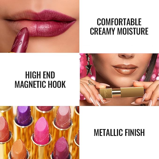 Oulac Lipstick & Lipliner Set 3PCS High Impact Lipcolor with Moisturizing Formula, Vegan Beauty, Full-Coverage Lip Color, Gift Lipstick for Women, LL08+02+PG02