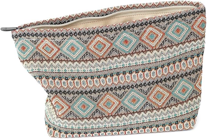 Stylish Jacquard Makeup Bag - Large Capacity Cosmetic Pouch & Travel Toiletry Organizer with Zipper, Perfect for Daily Use & Gifts