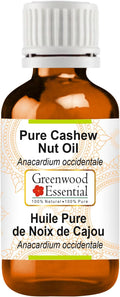 Greenwood Essential Cashew Nut Oil (Anacardium occidentale) | Infused | Pure | Non-Sticky | Lightweight | Moisturizing | For Skin & Hair | Multi-Purpose Use | Men & Women | 30ml (1 oz)