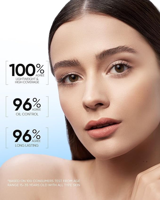Velvet Matte Cushion Foundation Blue Ultra Cover Powder Foundation, 12h Oil-Control, Lightweight, Long-Lasting, Waterproof Korean Cushion Makeup(#01W Warm Vanilla)
