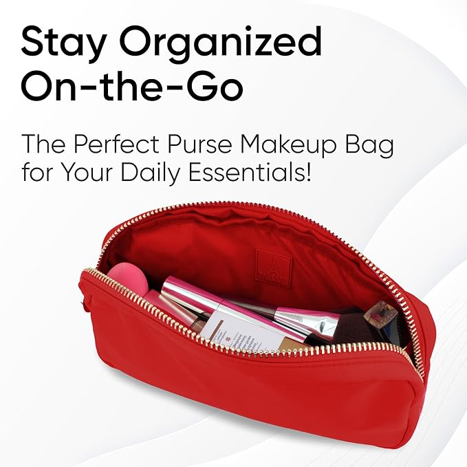 DANCOUR Nylon Makeup Bags for Women Large Preppy Travel Toiletry Pouch Cosmetic Bag Makeup Organizer