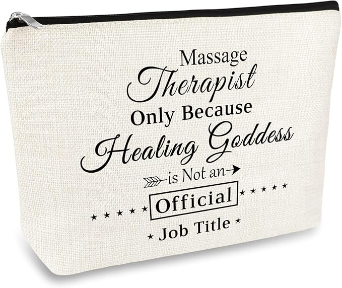 Massage Therapist Gift Makeup Bag Appreciation Thank You Gift for Massage Therapy Therapist Chiropractor Graduation Christmas Birthday Present Cosmetic Bag Travel Toiletries Pouch Make Up Case
