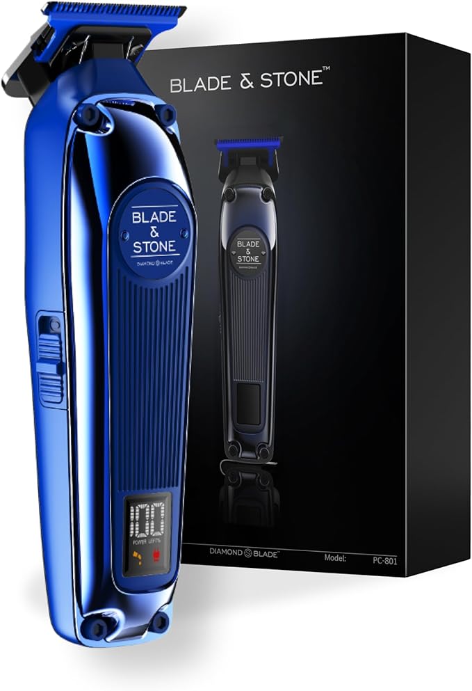 Blade & Stone Professional Hair Trimmer for Men PT301 | Diamond-S Blade | Micro-Gap Tech | 7200 RPM Durable Motor, All-Metal, Cordless Hair Trimmer - Big Blue