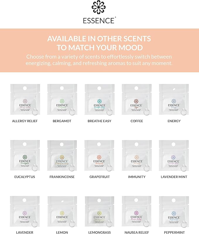 Essence Wearable Aromatherapy Nasal Diffuser – Immunity Blend Essential Oil Nose Ring – Personal Scent Clip for Travel, Work & Everyday Use – Made in USA