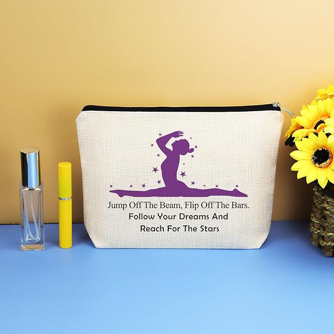 3 Pcs Gymnastics Lover Gifts for Women Girls Gymnast Makeup Bag Inspirational Gift for Gymnast Cosmetic Bag Gymnastic Coach Gifts Graduation Christmas Birthday Gift for Gymnastics Lover Sister Friends