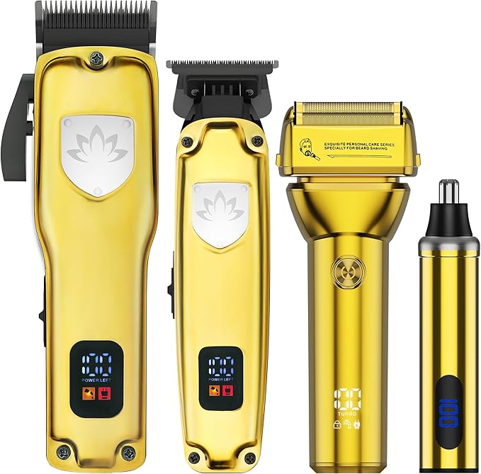 Karrte Professional Hair Clippers and Trimmer Set for Men, T-Shaper Trimmer & Foil Shaver, Nose & Ear Hair Trimmer, Cordless Clippers and Grooming Set, Hair Cutting Kit