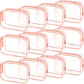 Weewooday 12 Pieces Clear Makeup Bags Cosmetic Storage Bags PVC Zipper Pouches Travel Waterproof Makeup Plastic Case for Women Organizing Toiletries Traveling Bathroom(Large,Pink)