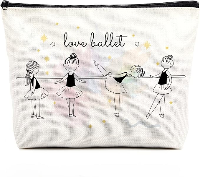 fkovcdy Cute ballerina makeup bag watercolor ballet dancing girl dancer gift recital gift little girl teen student ballet lover