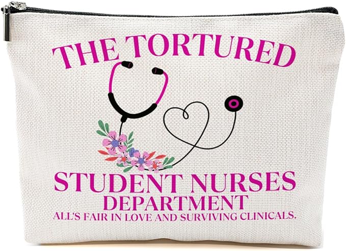 Nurse Practitioner Gifts Makeup Bag, Nurse Accessories Cosmetic Bag, Nursing Travel Organizer Zipper Pouch Thank You Nurses Week Gifts for Women Registered Nurses Physician Assistant, Blue